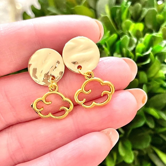 Gold Cloud Earrings - Picture 2 of 6